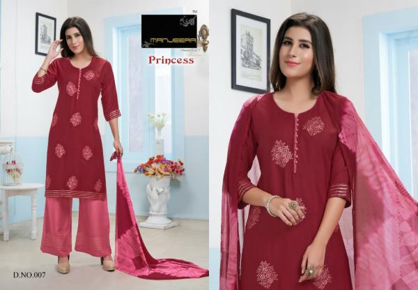 Manjeera Princess Rayon with Work Designer Readymade Suit